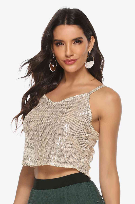 Sequin Cropped Cami One Size - Global Village Kailua Boutique