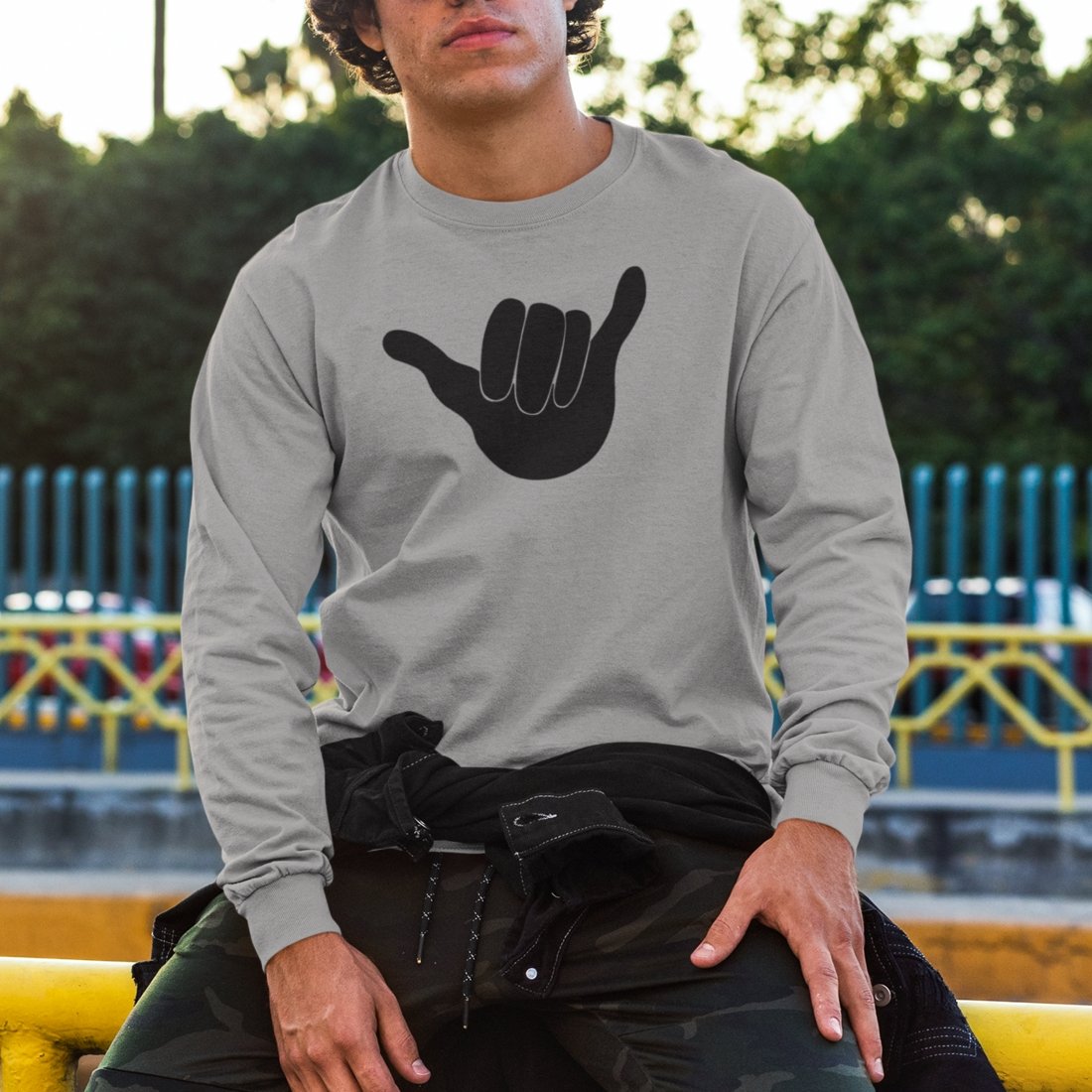 Shaka Unisex Long Sleeve Crew Tee - Global Village Kailua Boutique