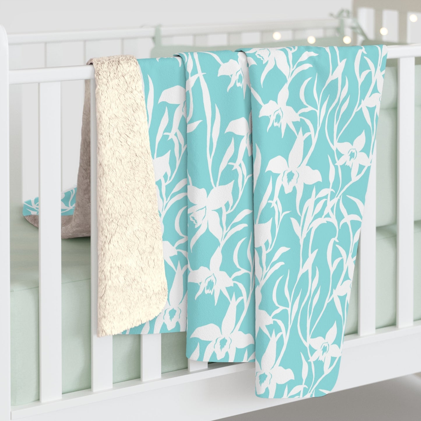 Sherpa Fleece Blanket Orchid Aqua - Global Village Kailua Boutique