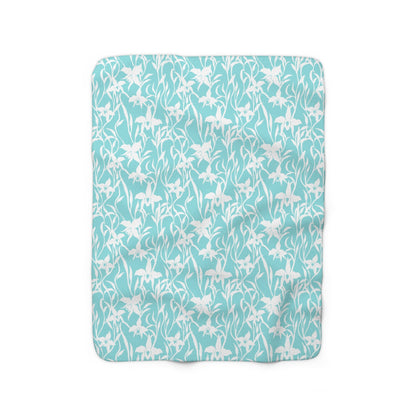 Sherpa Fleece Blanket Orchid Aqua - Global Village Kailua Boutique