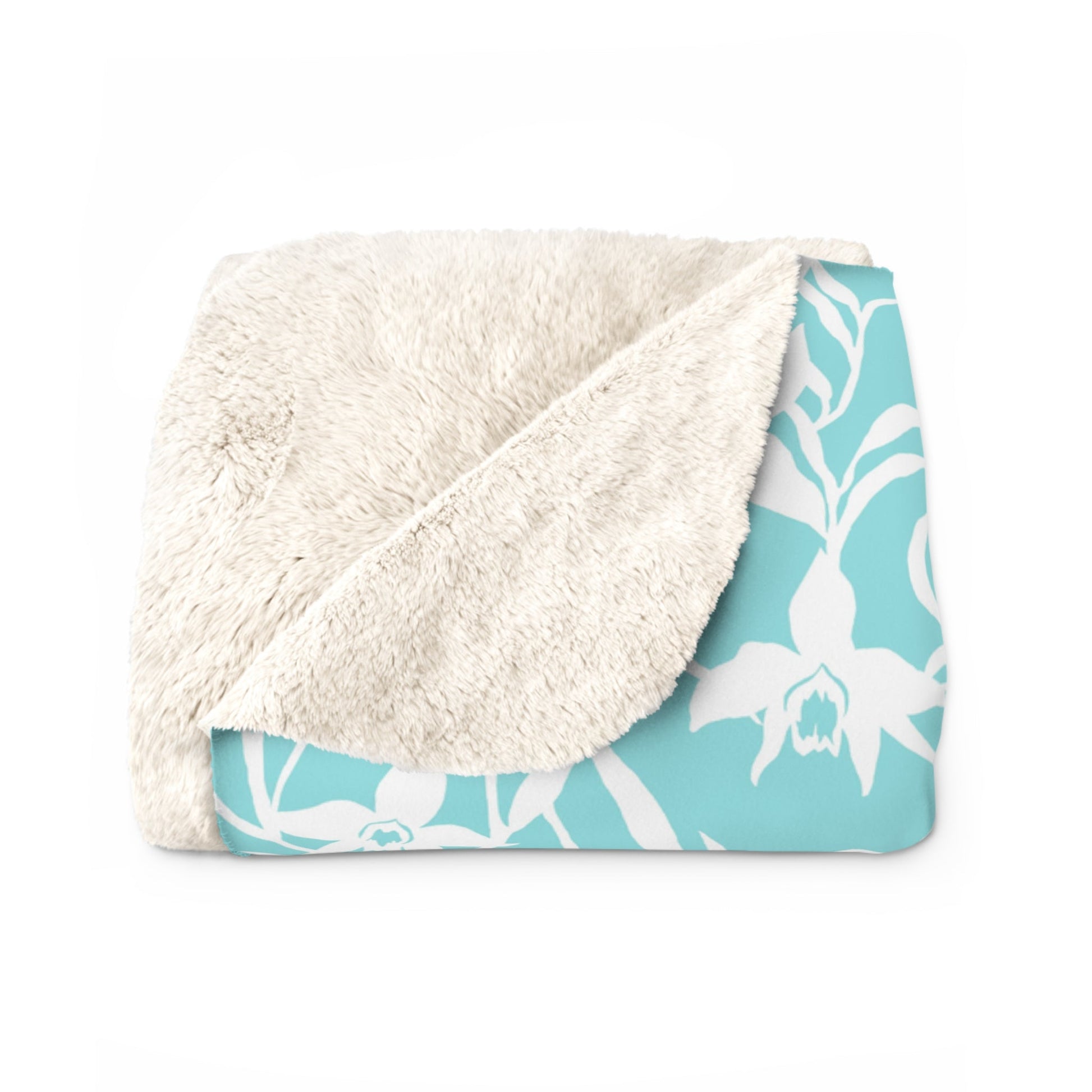 Sherpa Fleece Blanket Orchid Aqua - Global Village Kailua Boutique