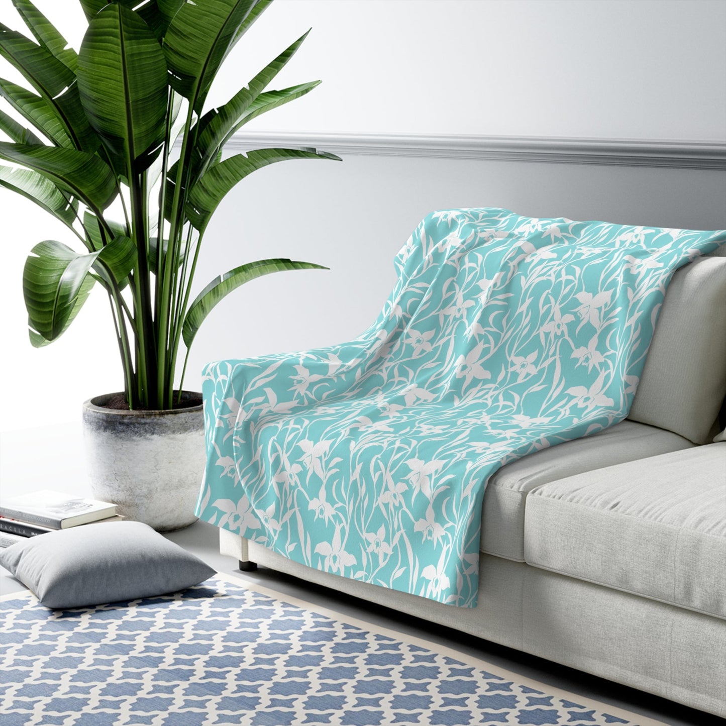 Sherpa Fleece Blanket Orchid Aqua - Global Village Kailua Boutique