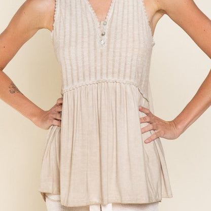 Babydoll Knit Tank Top Global Village Kailua Boutique