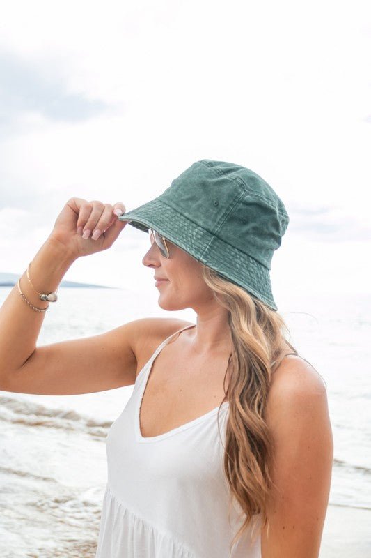 Solid Distressed Bucket Hat - Global Village Kailua Boutique