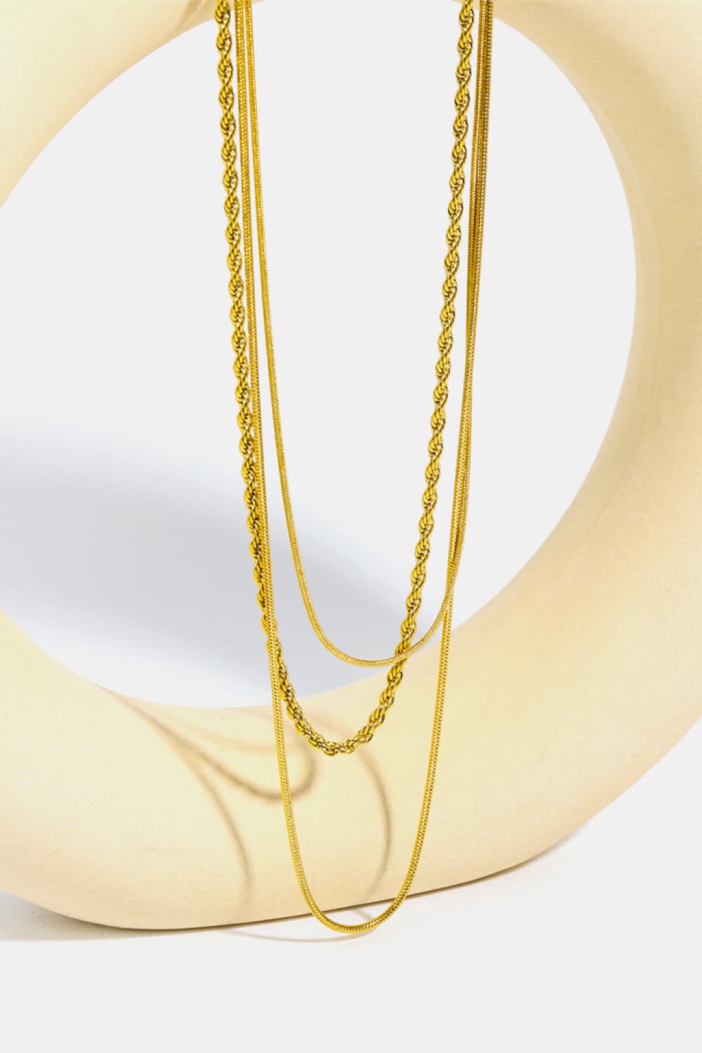 Stainless Steel 18K Gold-Plated Triple Layer Necklace - Global Village Kailua Boutique