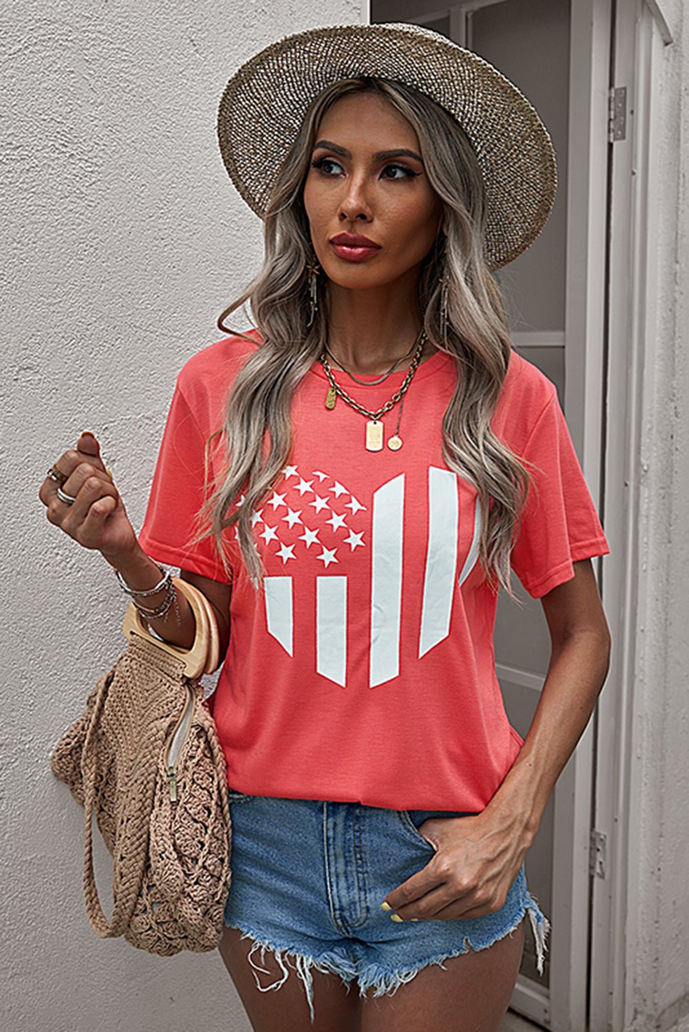 Stars and Stripes Graphic Tee Shirt - Global Village Kailua Boutique