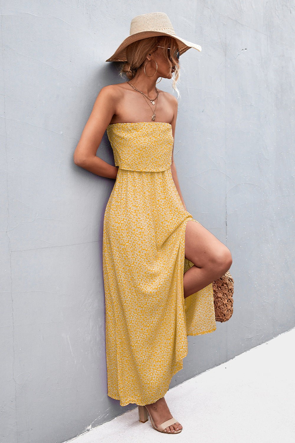 Strapless Floral Print Maxi Dress - Global Village Kailua Boutique