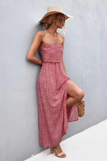 Strapless Floral Print Maxi Dress - Global Village Kailua Boutique