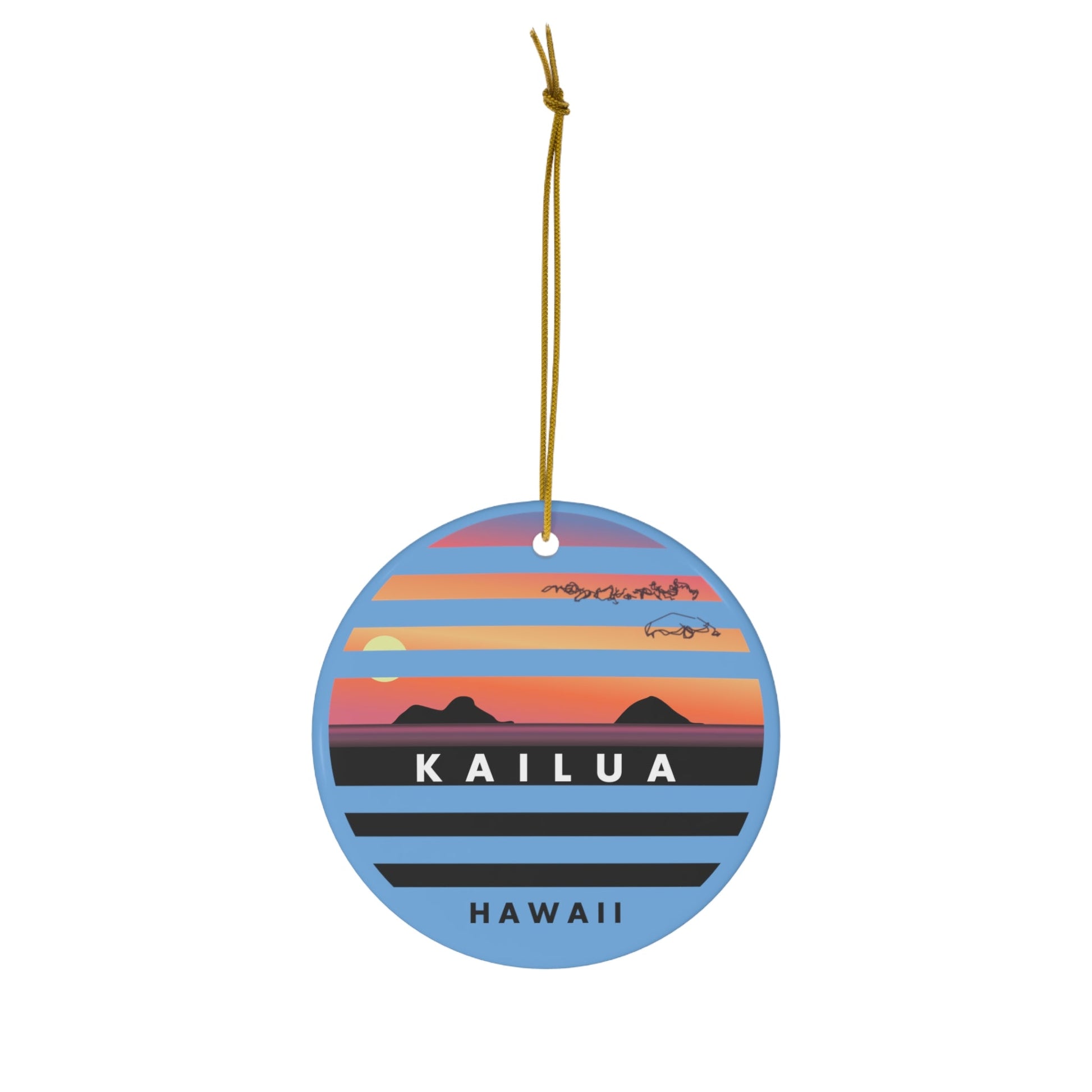 Stripes Mokulua Ceramic Ornament Circle - Global Village Kailua Boutique