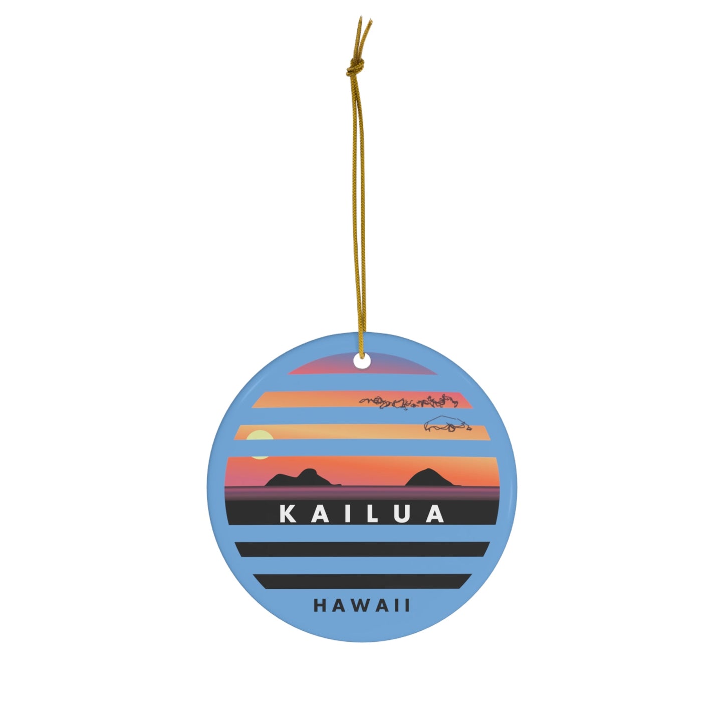 Stripes Mokulua Ceramic Ornament Circle - Global Village Kailua Boutique