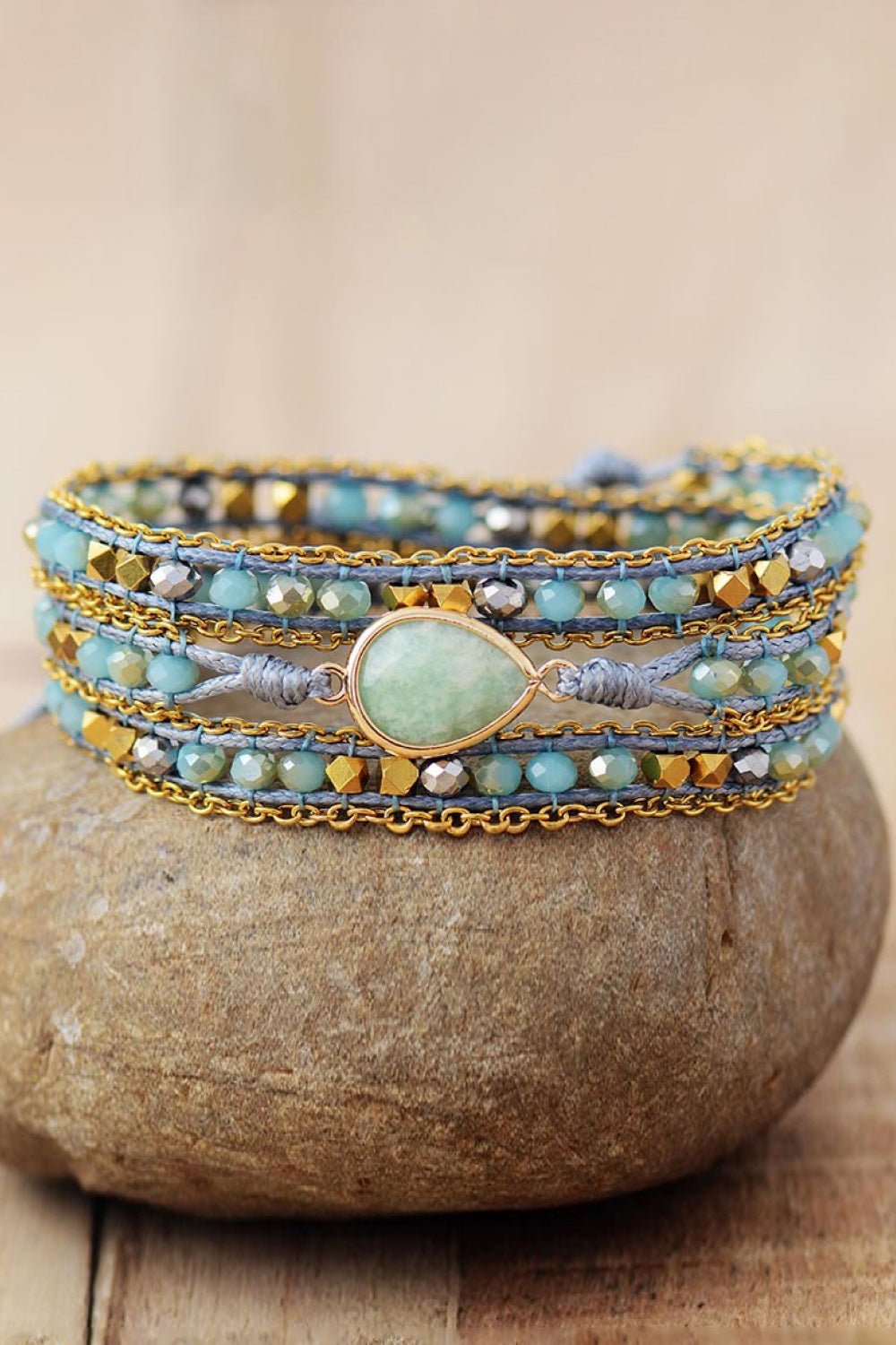 Teardrop Shape Triple Layer Beaded Bracelet - Global Village Kailua Boutique