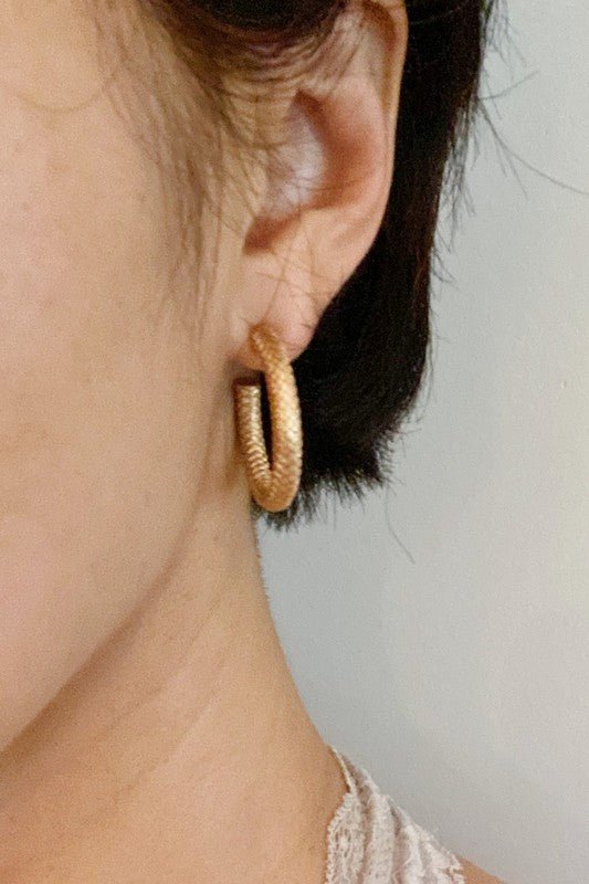 Textured Hoop Earrings - Global Village Kailua Boutique