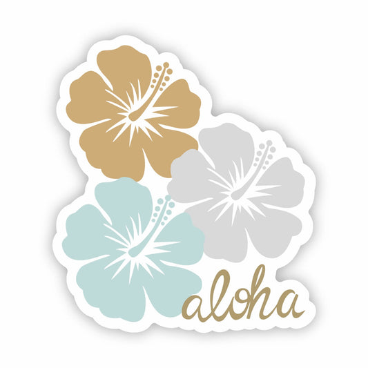 Triple Hibiscus Aloha Sticker 3" Global Village Kailua Boutique