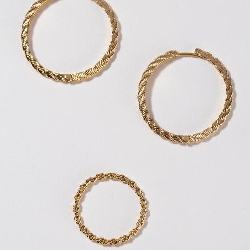 Rope Ring and Earring Hoop Set Global Village Kailua Boutique