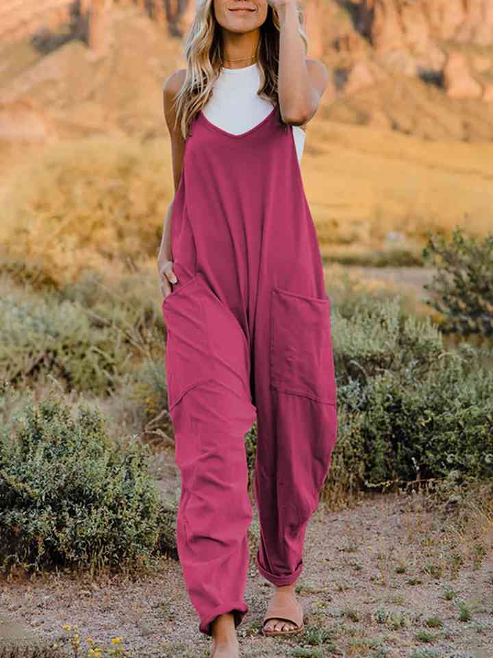 V-Neck Pocketed Jumpsuit Global Village Kailua Boutique