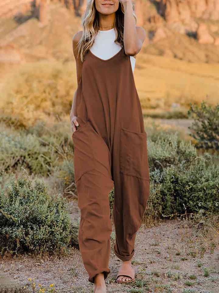 V-Neck Pocketed Jumpsuit Global Village Kailua Boutique