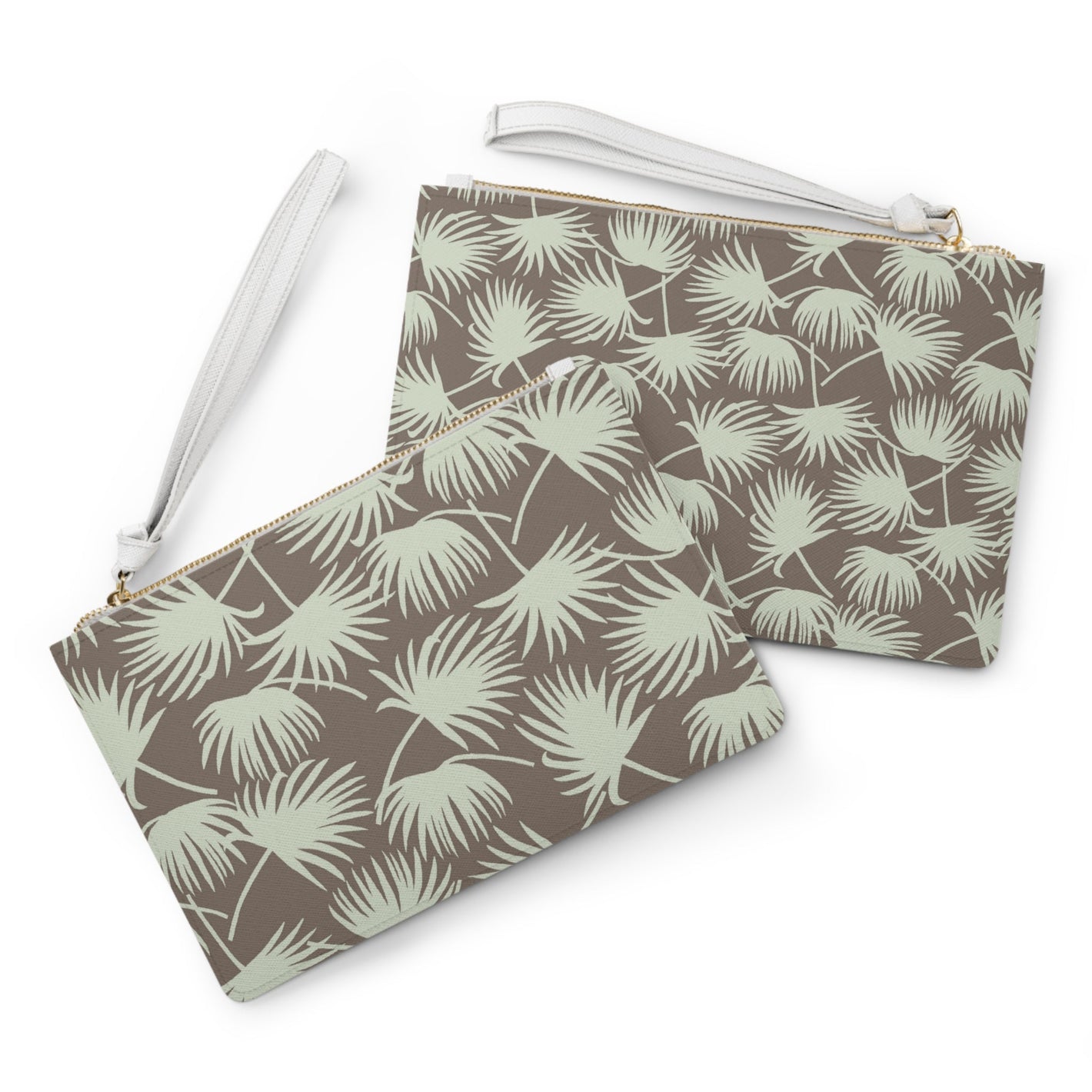 Vegan Clutch Bag Fan Palm Mint Mocha - Global Village Kailua Boutique