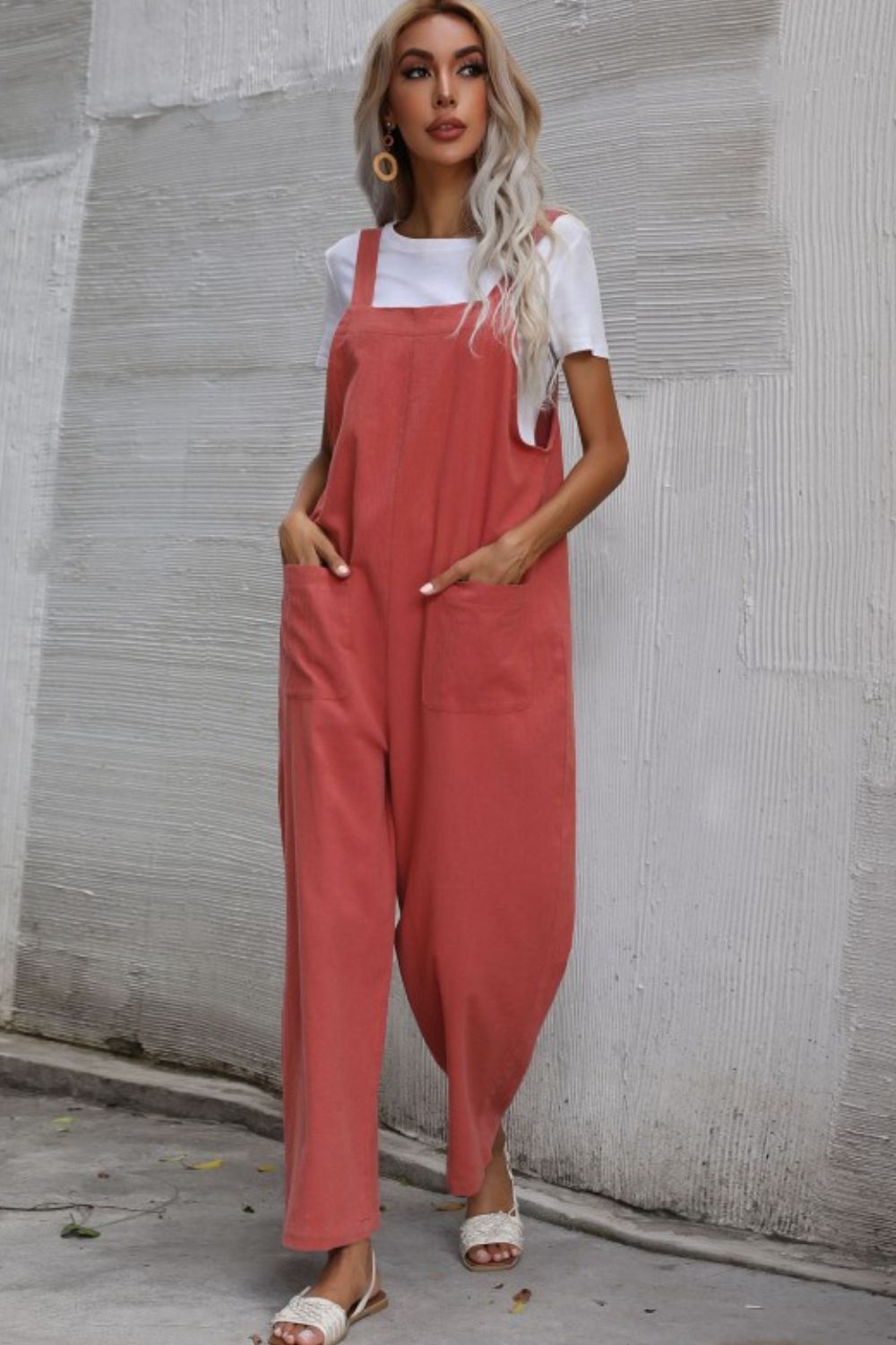 Wide Leg Overalls with Front Pockets - Global Village Kailua Boutique