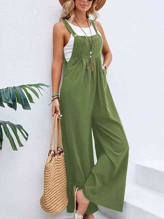 Wide Leg Overalls with Pockets - Global Village Kailua Boutique