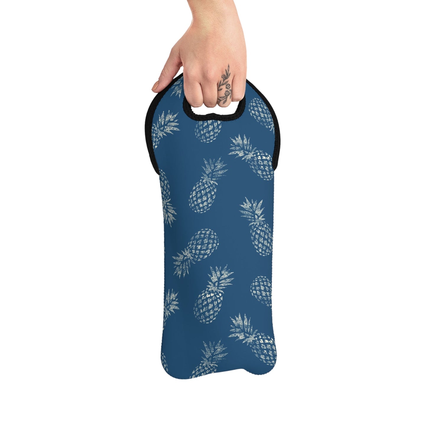 Wine Tote Bag Pineapple Indigo - Global Village Kailua Boutique