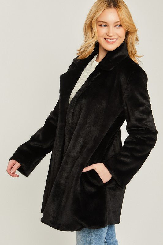 Woven Solid Teddy Collar Coat - Global Village Kailua Boutique