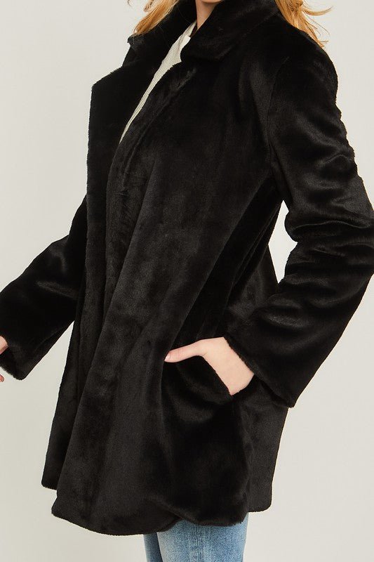 Woven Solid Teddy Collar Coat - Global Village Kailua Boutique