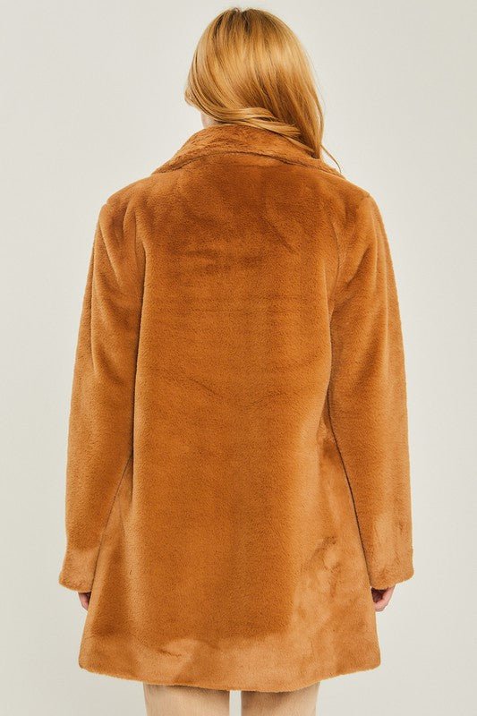 Woven Solid Teddy Collar Coat - Global Village Kailua Boutique