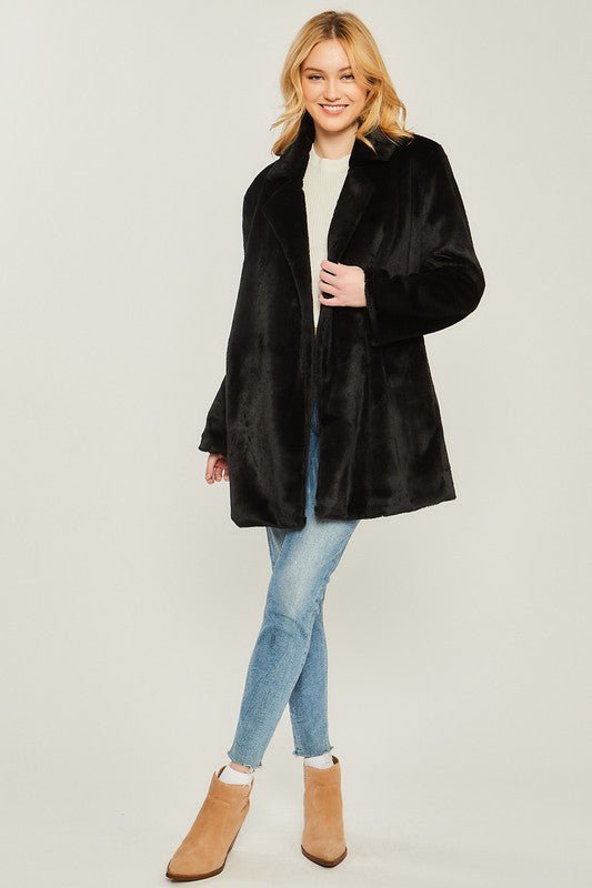 Woven Solid Teddy Collar Coat - Global Village Kailua Boutique