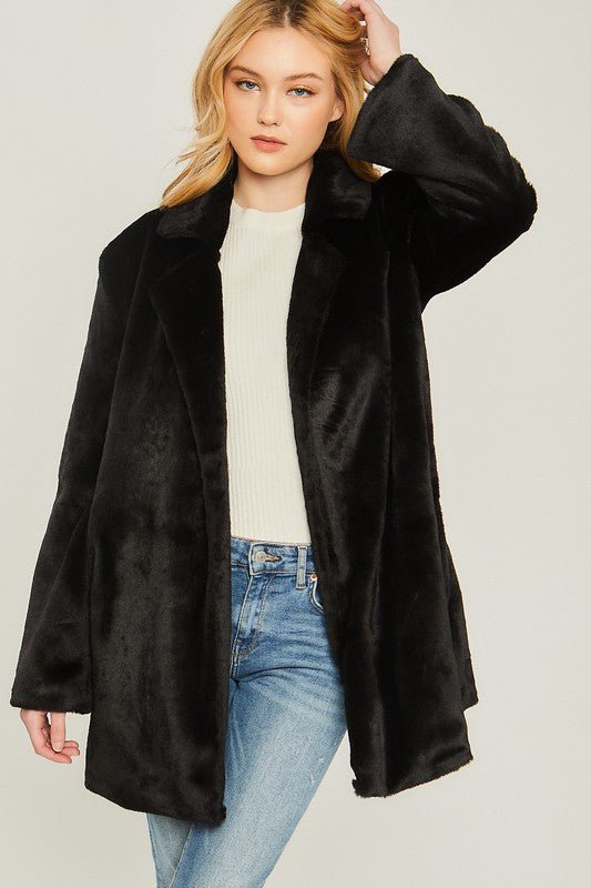 Woven Solid Teddy Collar Coat - Global Village Kailua Boutique