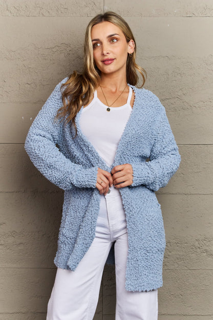 Zenana Falling For You Full Size Open Front Popcorn Cardigan - Global Village Kailua Boutique